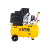 Компрессор Denzel DC1500/24 с производительностью на входе 220 л/мин обеспечивает подачу сжатого воздуха к пневмоинструменту, такому как: пневмогайковерт, пневмошлифмашина, пневмодрель. Эффективная система смазки позволяет использовать его при долговреме