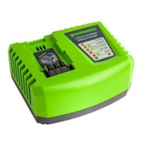 Быстрое зарядное устройство Greenworks Арт. 2945107, 40V, 5А  - применяется для ускоренной зарядки аккумуляторов G-MAX 40 V.<br />
<br />
Зарядное устройство оснащено чипом защиты от перезаряда и при достижение 100% заряда аккумулятора автоматически откл