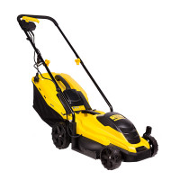 Электрическая газонокосилка Champion EM3313 предназначена для подравнивания травы в диапазоне 25-65 мм.<br />
<br />
Травосборник объемом 35 литров позволяет долго не очищать бак.<br />
<br />
А пластик, из которого он сделан, увеличивает срок службы уст