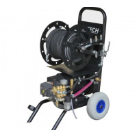 Гидродинамическая установка для прочистки канализации, комплект 3 форсунки, шланг 30м, системы безопасности C-TECH (200 бар, 1200 л/ч, 7.5 кВт)